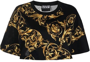(Women) VERSACE JEANS COUTURE SS22 Black Printed Crop T-Shirt. 72HAH623-JS049-G89 (Women) VERSACE JEANS COUTURE SS22 Black Printed Crop T-Shirt. 72HAH623-JS049-G89