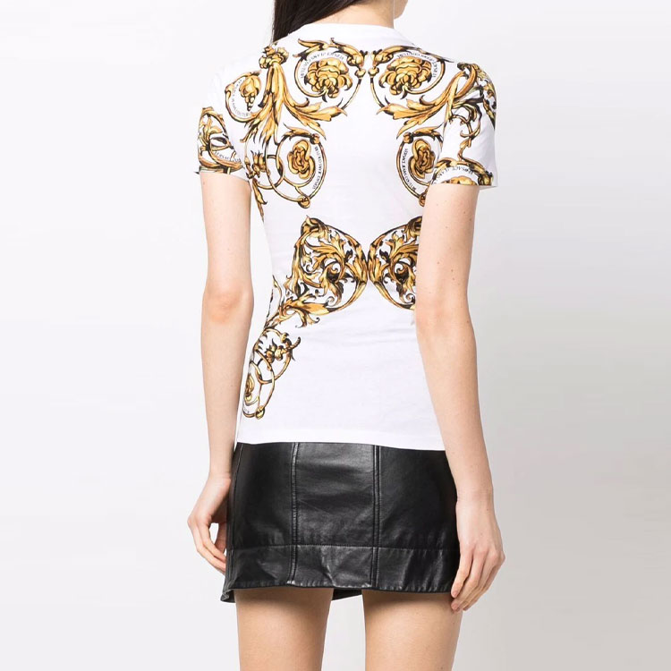 Purchase (W) Camiseta Blanca Versace Jeans Couture SS22 Estampado Barocco. 72HAH608-JS049-G03