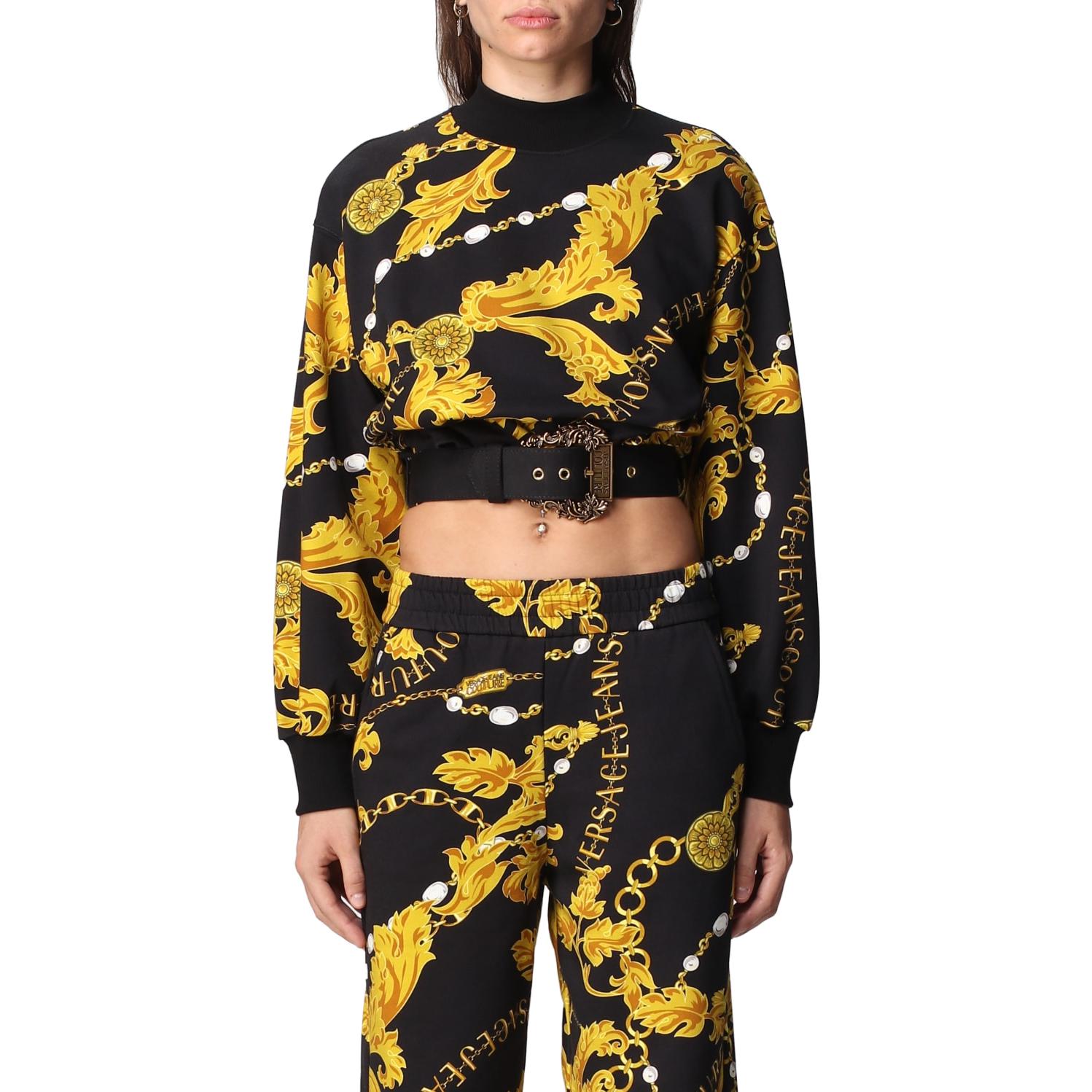 (Women) VERSACE JEANS COUTURE SS23  Black Baroque Print Cropped Crewneck Sweatshirt 75HAI311-FS111-G89 圖 3