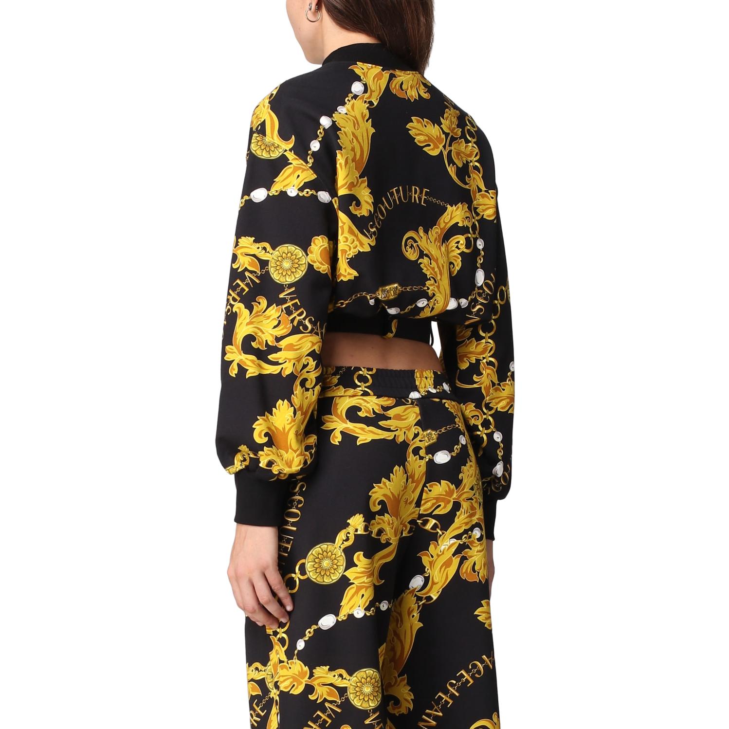 (Women) VERSACE JEANS COUTURE SS23  Black Baroque Print Cropped Crewneck Sweatshirt 75HAI311-FS111-G89 圖 4