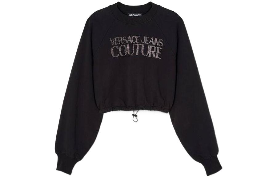 (Women) VERSACE JEANS COUTURE SS23  Logo Print Crewneck Sweatshirt Black. E73HAIT05-ECF01T-E899