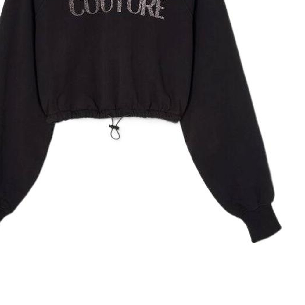 Sizing (W) Sudadera Negra Cuello Redondo Estampado Logo VERSACE JEANS COUTURE SS23. E73HAIT05-ECF01T-E899