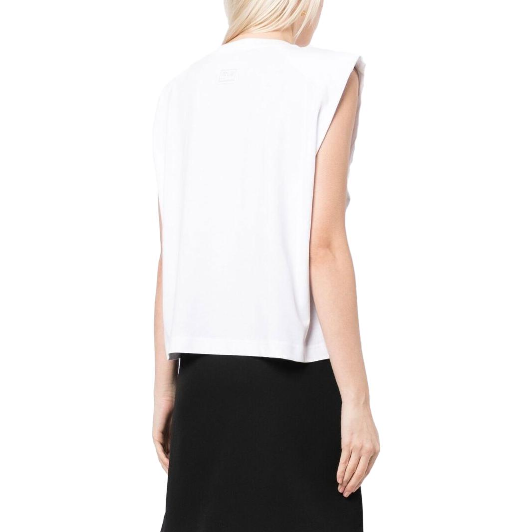 Shop (W) Camiseta sin mangas blanca VERSACE JEANS COUTURE SS23 con collar de letras. 74HAH06-CJ00E-003