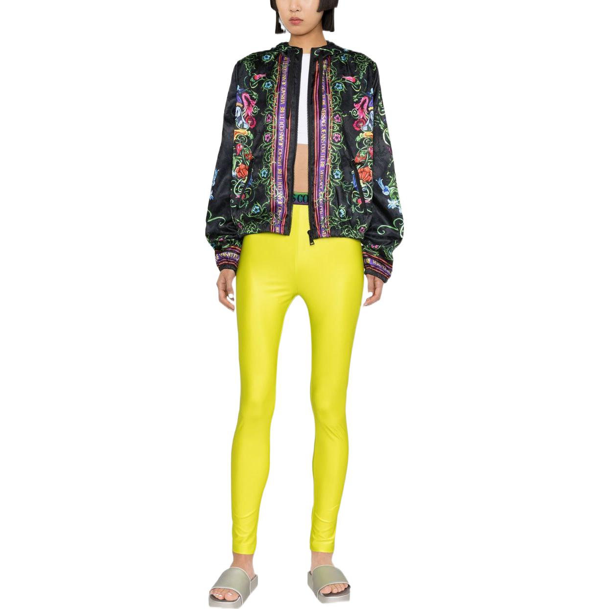 (Women) VERSACE JEANS COUTURE SS23 Floral Logo Print Drawstring Hoodie Jacket Black Women 74HAS401CQS52-G89 圖 3