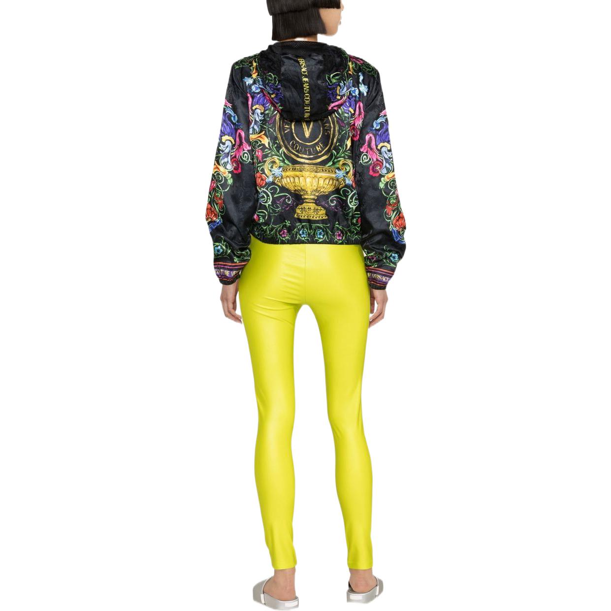 (Women) VERSACE JEANS COUTURE SS23 Floral Logo Print Drawstring Hoodie Jacket Black Women 74HAS401CQS52-G89 圖 4