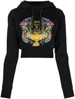 (Women) VERSACE JEANS COUTURE SS23 Floral Print Cropped Hoodie Black 74HAIF01-CF01F-G89 (Women) VERSACE JEANS COUTURE SS23 Floral Print Cropped Hoodie Black 74HAIF01-CF01F-G89