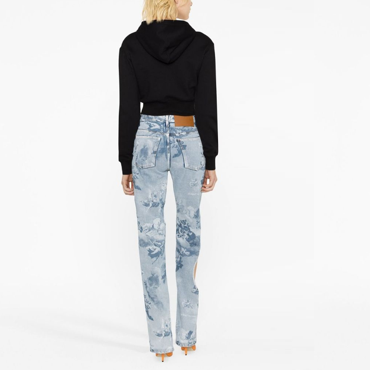 Shop (W) VERSACE JEANS COUTURE SS23 花卉印花短版連帽上衣 黑色 74HAIF01-CF01F-G89