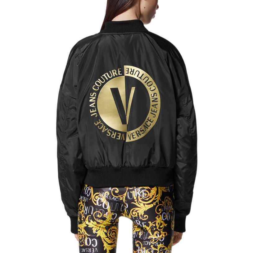 Shop (Women) VERSACE JEANS COUTURE SS23 Reversible Print Bomber Jacket Women’s Black E74HAS408-ECQS51-EG89