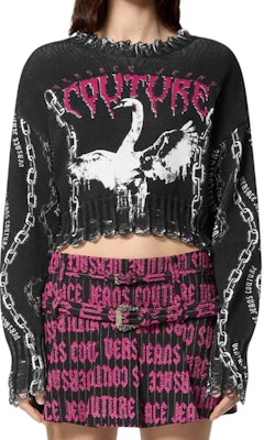 (W) Top Corto de Punto Negro VERSACE JEANS COUTURE SS24 con Estampado Animal. E77HAFM08-ECMF16-E899 Shop (W) Top Corto de Punto Negro VERSACE JEANS COUTURE SS24 con Estampado Animal. E77HAFM08-ECMF16-E899