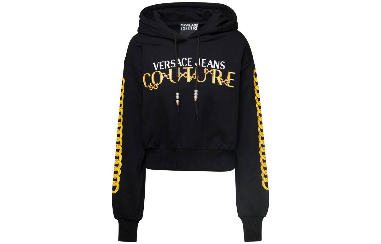 Order (Women) Versace Jeans Couture Women’s Letter Print Hoodie Black. 75HAIF01-CF01F-G89