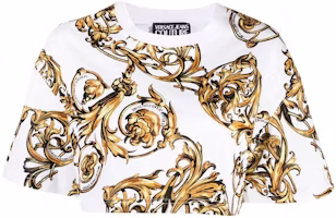 (Women) VERSACE JEANS COUTURE Women’s White Cropped Printed T-Shirt SS22 Collection 72HAH623-JS049-G03 (Women) VERSACE JEANS COUTURE Women’s White Cropped Printed T-Shirt SS22 Collection 72HAH623-JS049-G03