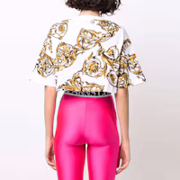 Shop (W) VERSACE JEANS COUTURE 女款白色印花短版T恤 SS22系列 72HAH623-JS049-G03