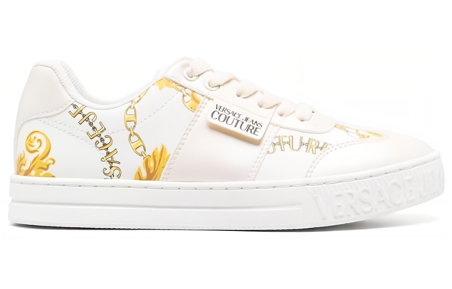 Order (W) ヴェルサーチ ジーンズ ロートップスニーカー 'オフホワイト レザー' 75VA3SK7-ZS358_G03