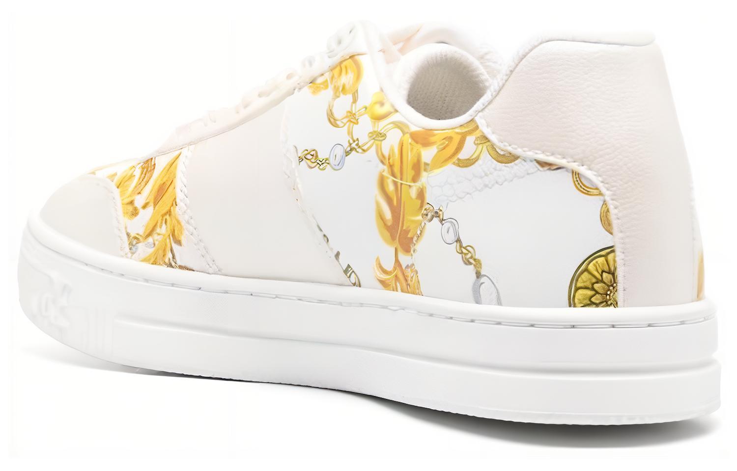 Shop (W) ヴェルサーチ ジーンズ ロートップスニーカー 'オフホワイト レザー' 75VA3SK7-ZS358_G03