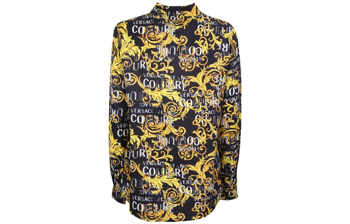 Lookbook (W) Camisa Negra Manga Larga Estampado Total Versace Jeans SS23 Mujer. 74HAL201-NS219-G89