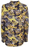 Lookbook (W) Versace Jeans SS23 黑色全印花長袖襯衫 女款。 74HAL201-NS219-G89