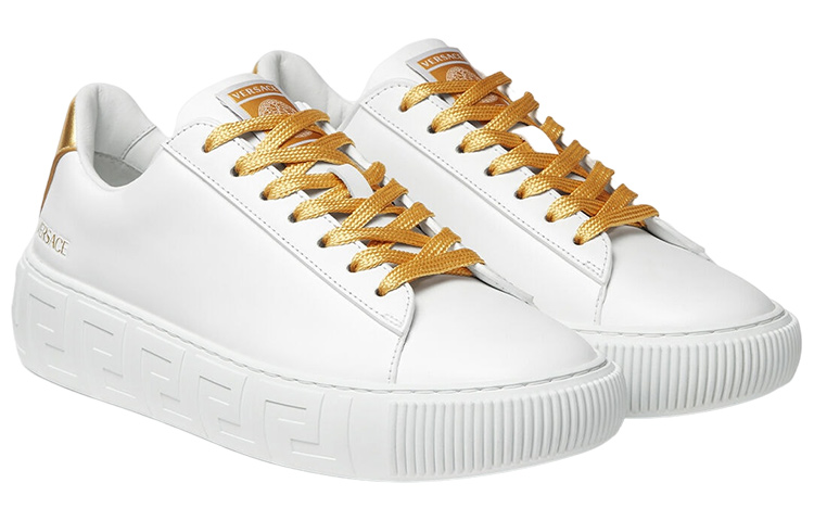 (W) Versace La Greca Leather Low-Top 'White' 圖 3