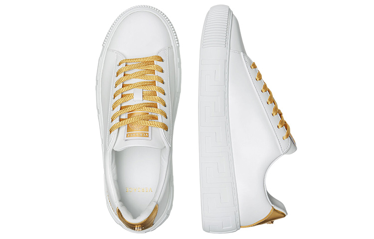 (W) Versace La Greca Leather Low-Top 'White' 圖 4