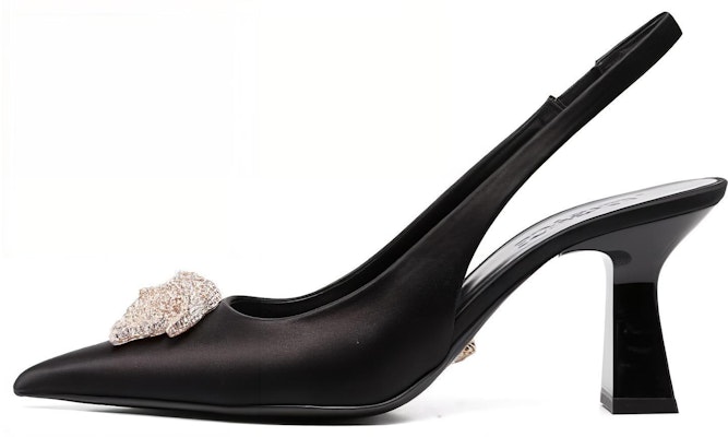(Women) Versace La Medusa 8cm Heel 'Black Velvet Pointed Toe Mules' 1A00619-1002388_1B000 Buy (Women) Versace La Medusa 8cm Heel 'Black Velvet Pointed Toe Mules' 1A00619-1002388_1B000