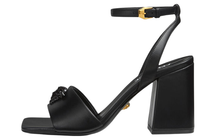 (W) Versace La Medusa Leather Chunky Sandal 'Black'