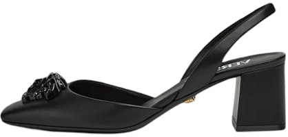(Women) Versace La Medusa Leather Slingback Sandals 'Black' 1003138-DVT2P_1B090 (Women) Versace La Medusa Leather Slingback Sandals 'Black' 1003138-DVT2P_1B090