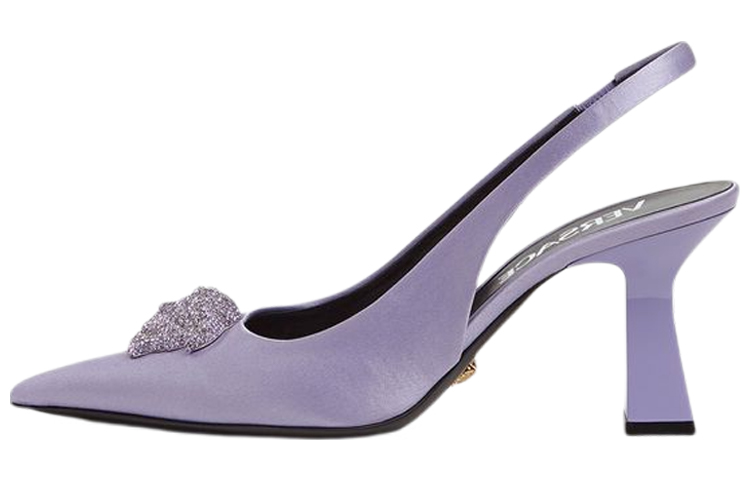 (W) Versace La Medusa Satin Slip-On Mules 'Purple'