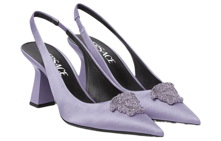 (W) Versace La Medusa Satin Slip-On Mules 'Purple' 圖 2
