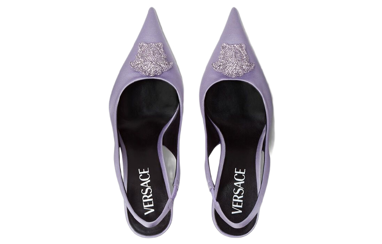 (W) Versace La Medusa Satin Slip-On Mules 'Purple' 圖 3