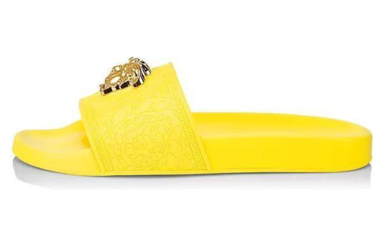 (W) Versace La Medusa Slides Yellow Gold
