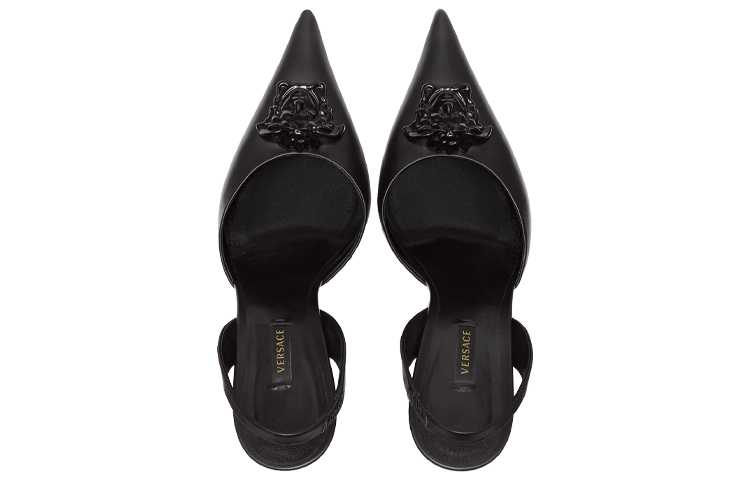 Shop VERSACE 范思哲 La Medusa 露跟高跟鞋 女款 黑色