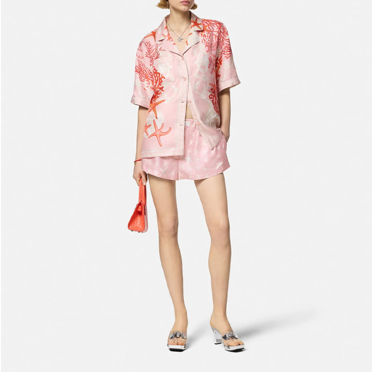 Lookbook (W) ヴェルサーチ La Vacanza SS24 スターフィッシュプリント水着ショーツ レディース - ホワイト 1016548-1A11577-5PB40