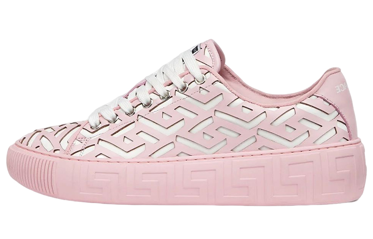(W) Versace Laser-Cut Leather Sneakers 'Pink Fashion'