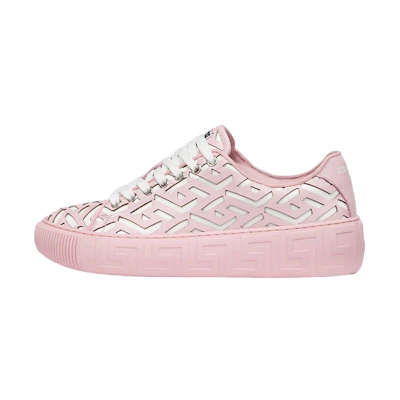 (W) Versace Laser-Cut Leather Sneakers 'Pink Fashion'
