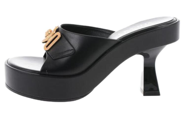 (Women) Versace Leather Chunky Heel Fashion Slide 'Black' 1004323-DVT2P_1B00V