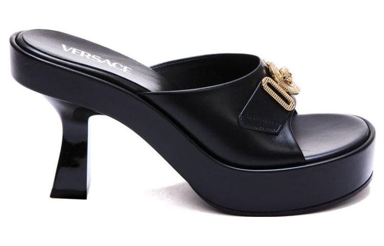 Order (W) ヴェルサーチ レザー厚底スライドサンダル (黒) 1004323-DVT2P_1B00V