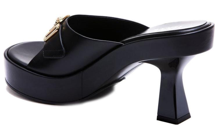 Shop (W) ヴェルサーチ レザー厚底スライドサンダル (黒) 1004323-DVT2P_1B00V