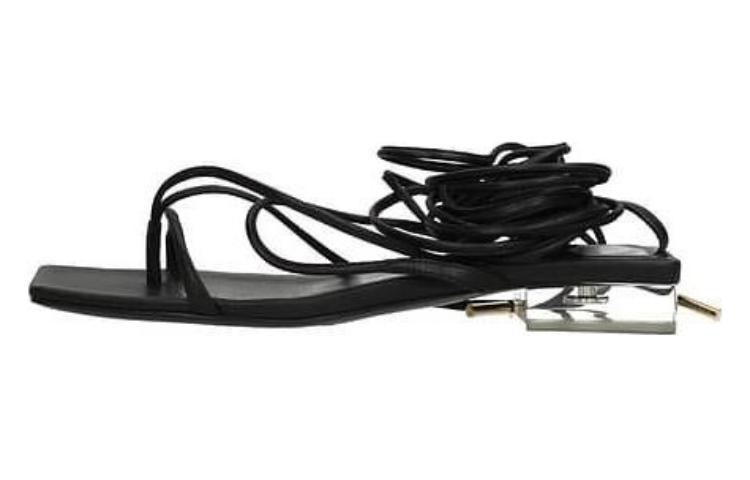 (W) Versace Leather CMFT Casual Slide Sandals 'Black'