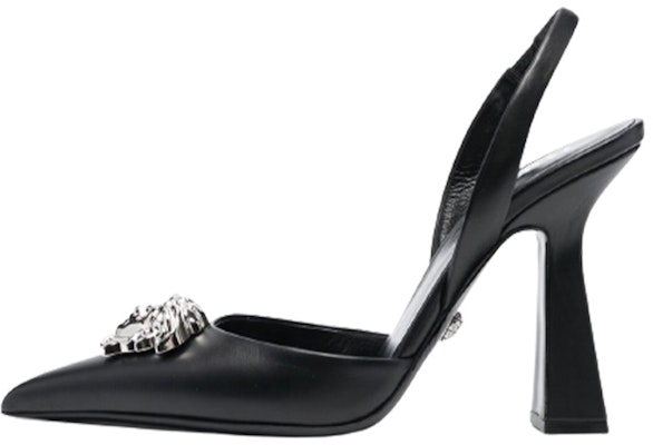 (Women) Versace Leather Fashion Slip-On Chunky High Heels 'Black' 1001207DVT2P1B00P Buy (Women) Versace Leather Fashion Slip-On Chunky High Heels 'Black' 1001207DVT2P1B00P