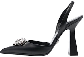 (Women) Versace Leather Fashion Slip-On Chunky High Heels 'Black' 1001207DVT2P1B00P (Women) Versace Leather Fashion Slip-On Chunky High Heels 'Black' 1001207DVT2P1B00P