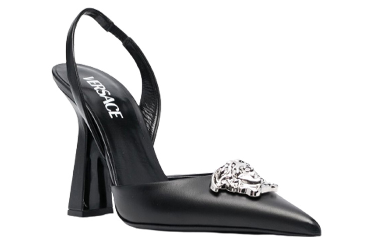 Order (W) Versace Leren Fashion Slip-On Chunky Hoge Hakken ''Zwart'' 1001207DVT2P1B00P