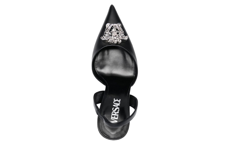 Shop (W) Versace Leren Fashion Slip-On Chunky Hoge Hakken ''Zwart'' 1001207DVT2P1B00P
