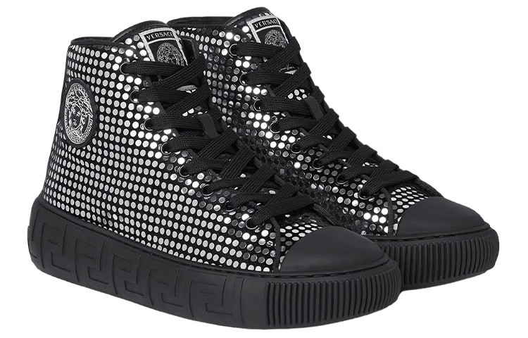 (W) Versace Leather Fashion Sneaker 'Black' 圖 3