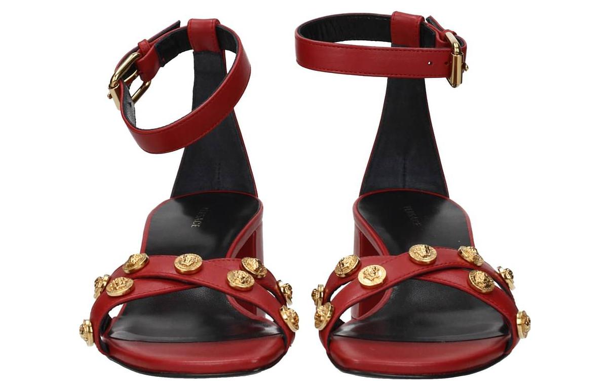 (W) Versace Leather High-Heel Fashion Sandals 'Red Buckle' 圖 3
