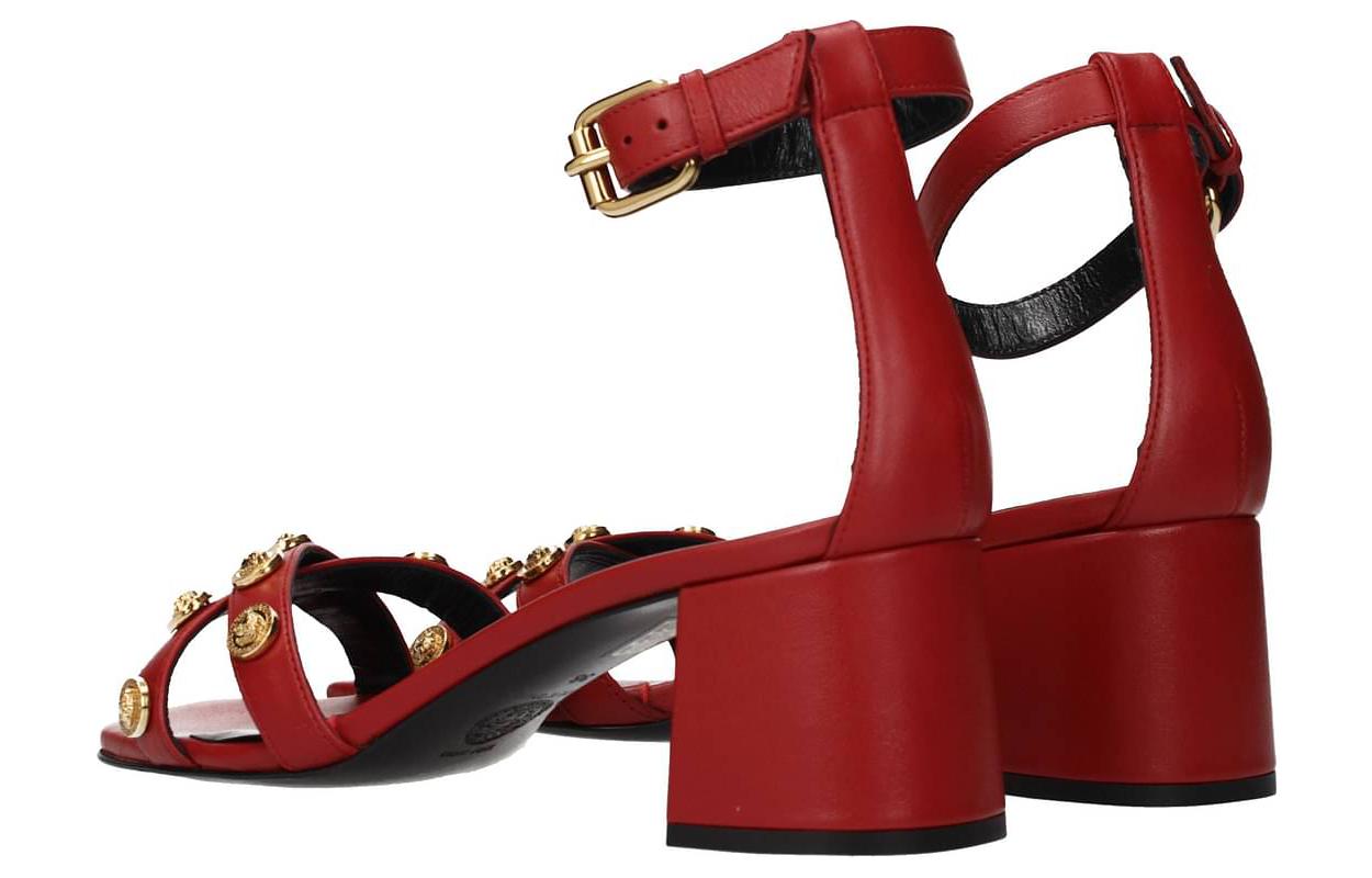 (W) Versace Leather High-Heel Fashion Sandals 'Red Buckle' 圖 4