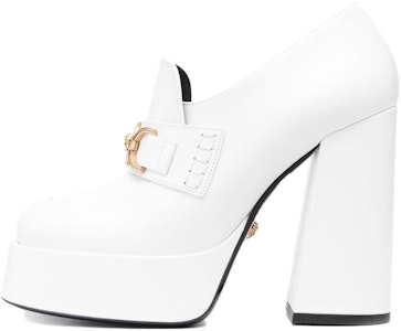 VERSACE范思哲 皮革 套著時尚 粗跟 高筒鞋 女款 白色 Buy VERSACE范思哲 皮革 套著時尚 粗跟 高筒鞋 女款 白色