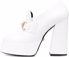(Women) Versace Leather High-Heel Mules 'White Fashion Chunky Heel' 1010175-DVT2P_1W00V (Women) Versace Leather High-Heel Mules 'White Fashion Chunky Heel' 1010175-DVT2P_1W00V