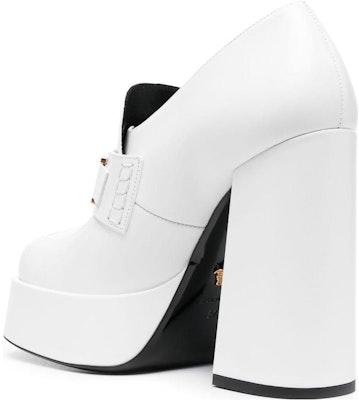 (Women) Versace Leather High-Heel Mules 'White Fashion Chunky Heel' 1010175-DVT2P_1W00V Shop (Women) Versace Leather High-Heel Mules 'White Fashion Chunky Heel' 1010175-DVT2P_1W00V