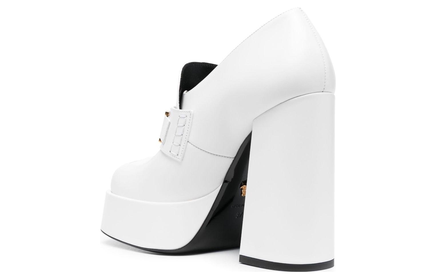 Shop (W) 范思哲白色时尚粗跟皮革高跟凉鞋 1010175-DVT2P_1W00V