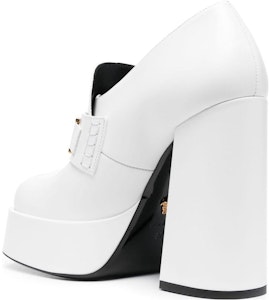 VERSACE范思哲 皮革 套著時尚 粗跟 高筒鞋 女款 白色 Shop VERSACE范思哲 皮革 套著時尚 粗跟 高筒鞋 女款 白色