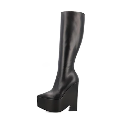 (W) Versace Leather High-Top 'Fashion Zipper Black'